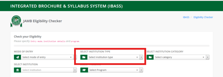Select institution type