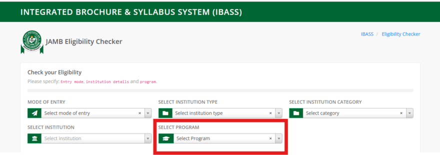 Select your institution (the institution you have decided to attend)